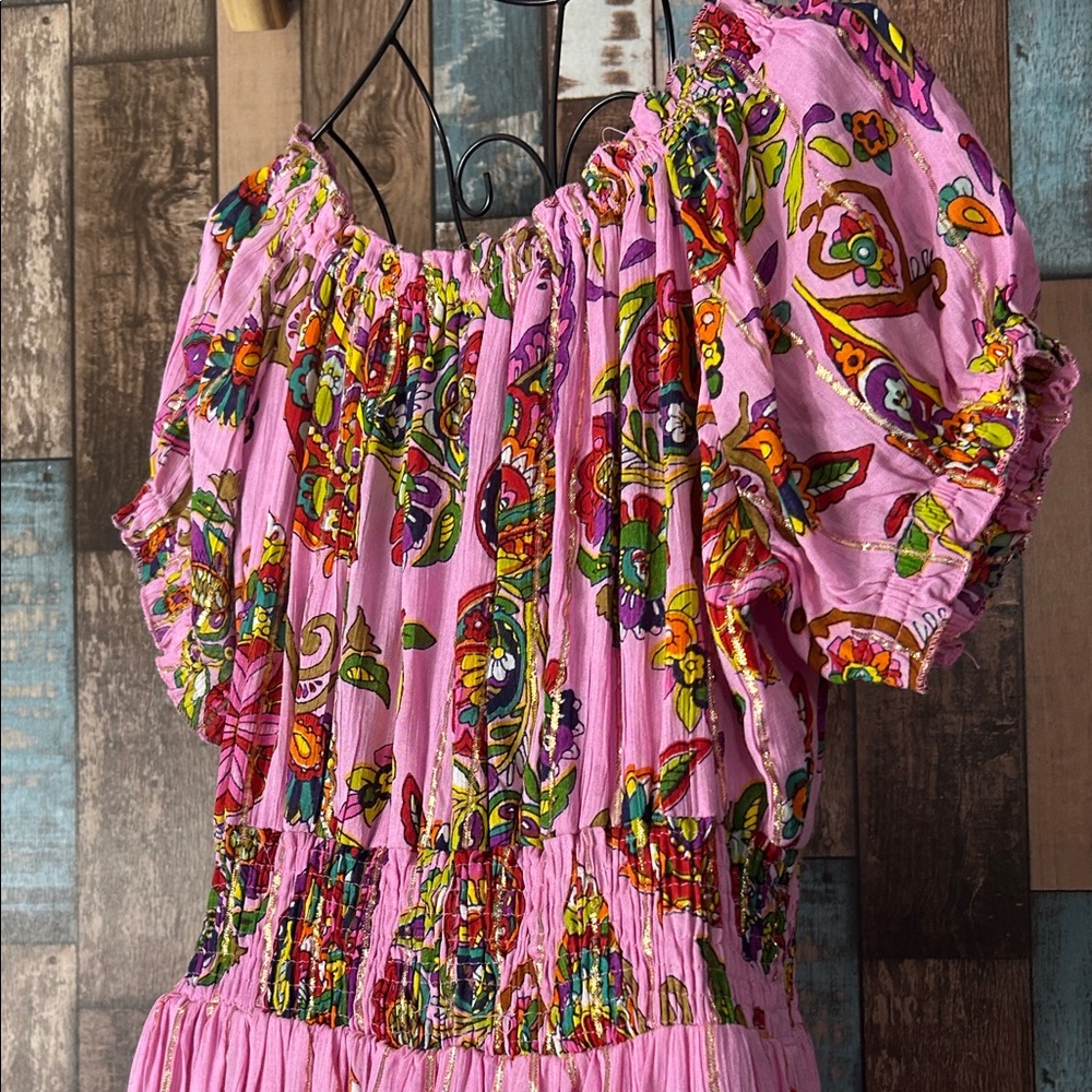 Pink Floral Bohemian Maxi Dress - Women's - Picture 16 of 16